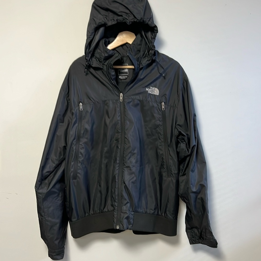 The North Face sz xl black light jacket zip front hood